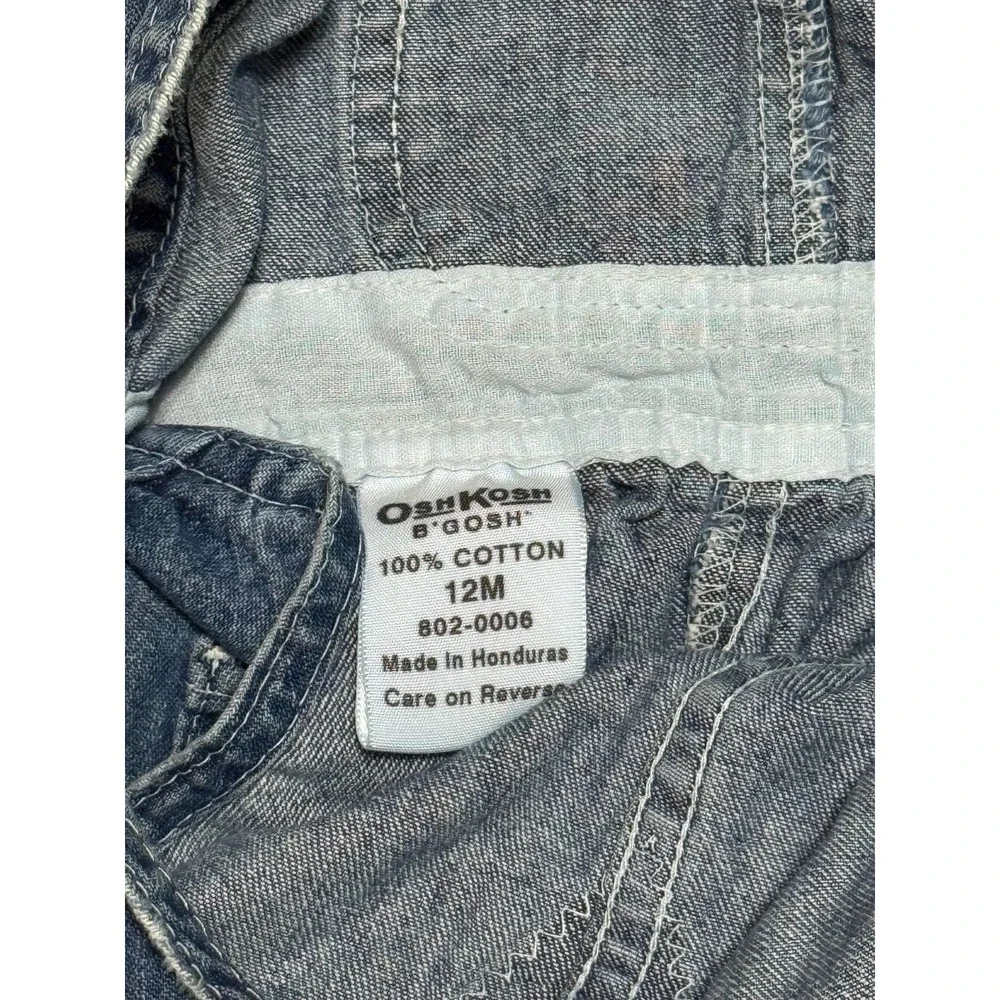 Vintage OshKosh B'gosh blue denim overalls  front pocket easy button up clasps